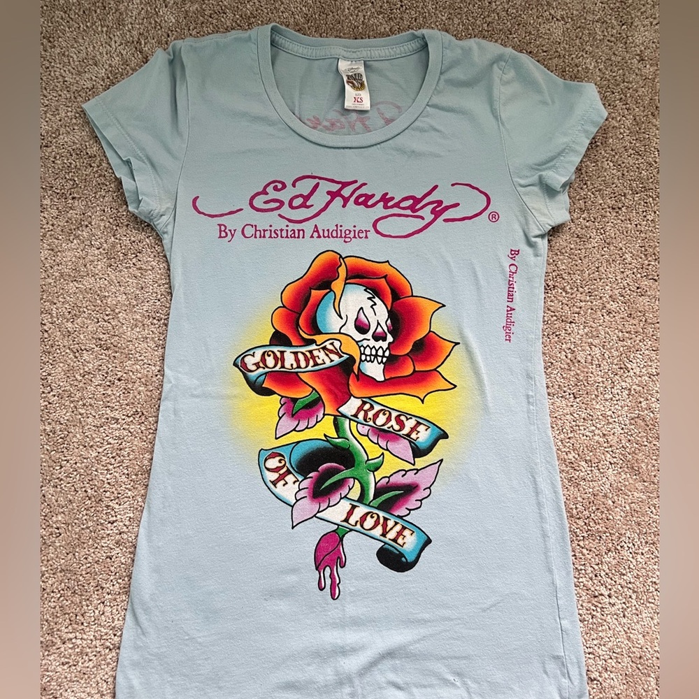 ✨RARE✨ Ed Hardy Golden Rose of Love Shirt